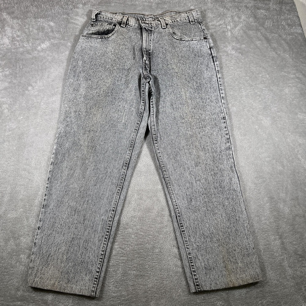 Vintage Levis 545 Jeans Womens Gray Black Acid Wash Denim Tapered Leg 90s